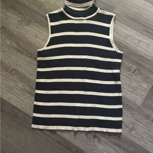 Karen Scott Navy and White Striped Tank Top